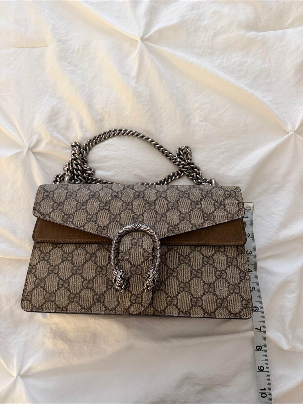 Gucci Beige Brown GG Supreme Dionysus Shoulder Bag - Picture 12 of 13